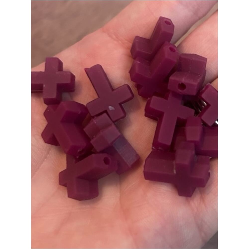 Maroon Wine Colored Silicone Cross Beads | Lot of 100